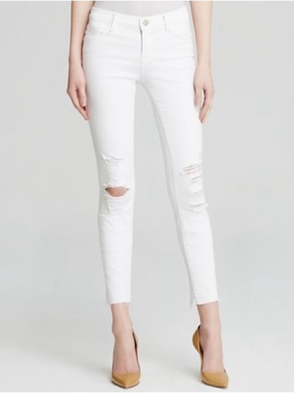 J Brand White Distressed Skinny Jeans Size 27